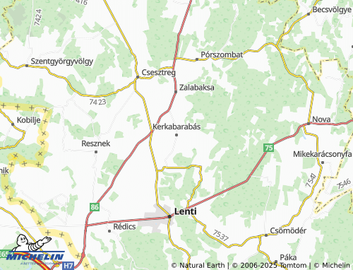 MICHELIN Kerkabarabás map - ViaMichelin