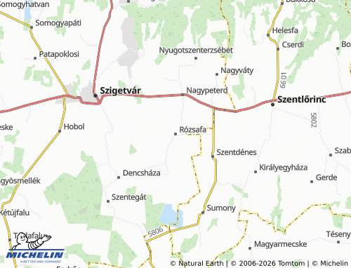 MICHELIN-Landkarte Rózsafa - ViaMichelin