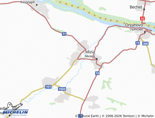 Mappa MICHELIN Glozhene - ViaMichelin