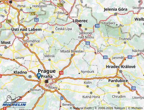 Kaart MICHELIN Mladá Boleslav - ViaMichelin