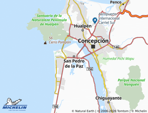 Mapa MICHELIN San Pedro de la Paz - ViaMichelin