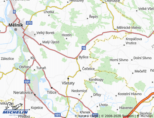 Kaart MICHELIN Byšice - ViaMichelin