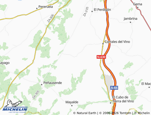 MICHELIN Cabañas de Sayago map - ViaMichelin