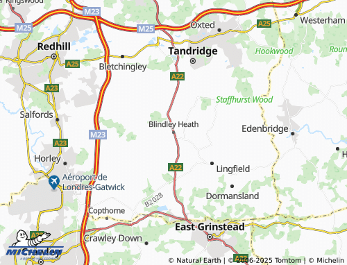 MICHELIN Blindley Heath map - ViaMichelin