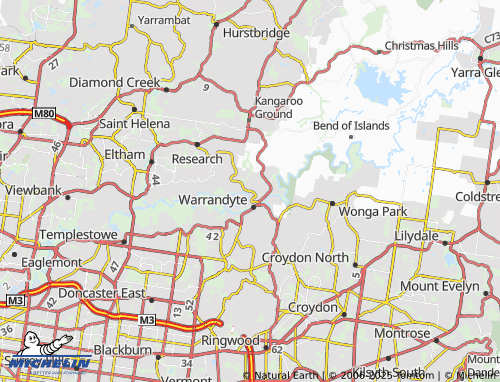 MICHELIN North Warrandyte map - ViaMichelin