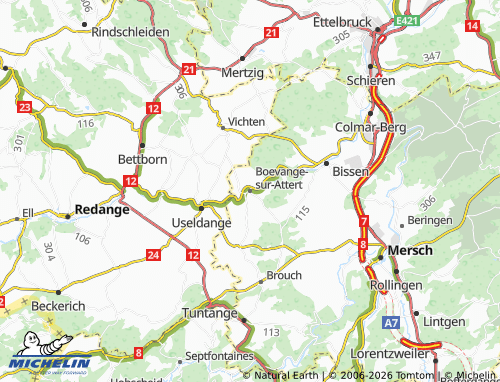 MICHELIN Boevange-sur-Attert map - ViaMichelin