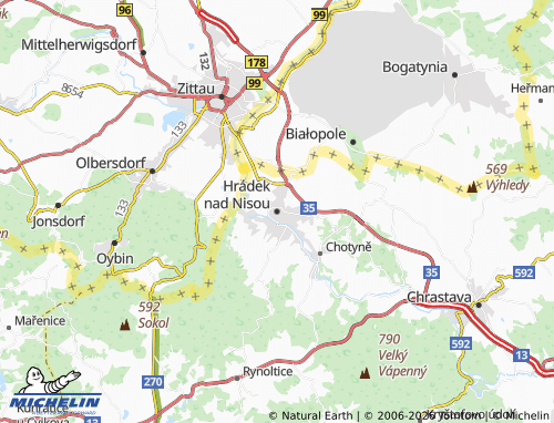 Mappa MICHELIN Hrádek nad Nisou - ViaMichelin