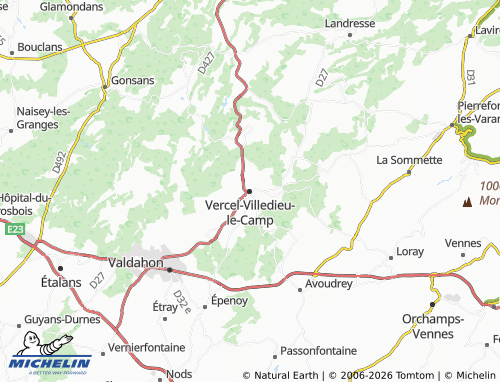 Carte MICHELIN Vercel-Villedieu-le-Camp - ViaMichelin