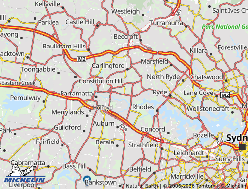 Mapa MICHELIN Rydalmere - ViaMichelin