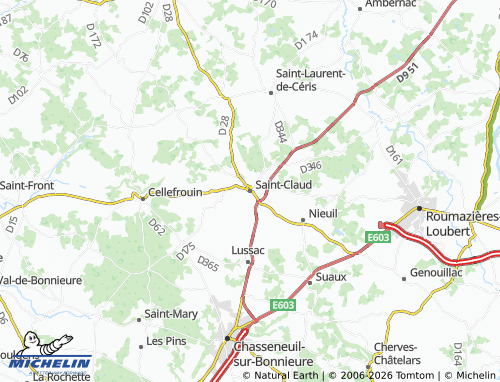 Mapa MICHELIN Saint-Claud - ViaMichelin