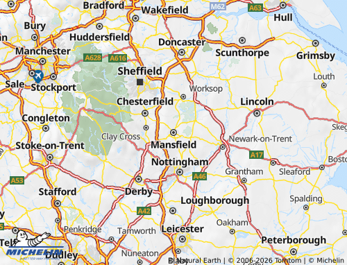 Carte MICHELIN Nottinghamshire - ViaMichelin