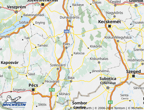MICHELIN Kalocsai járás map - ViaMichelin