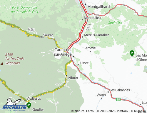 Mapa MICHELIN Tarascon-Sur-Ariège - ViaMichelin