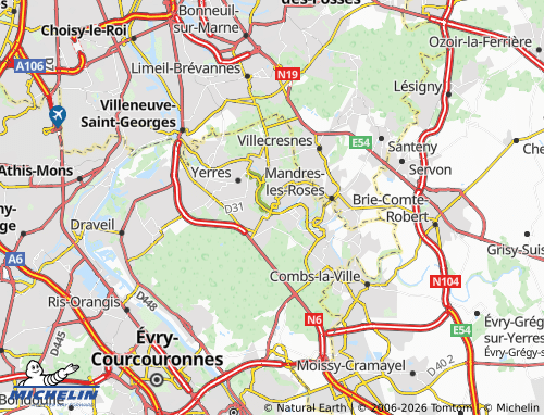 Mapa MICHELIN Brunoy - ViaMichelin