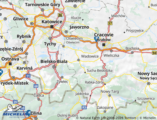 MICHELIN Wadowicki map - ViaMichelin