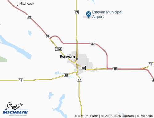 MICHELIN-Landkarte Estevan - ViaMichelin