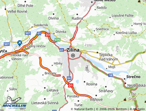 MICHELIN Zilina map - ViaMichelin