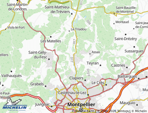 Mappa MICHELIN Prades-le-Lez - ViaMichelin