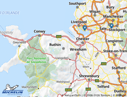 MICHELIN Denbighshire map - ViaMichelin