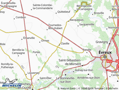Mappa MICHELIN Claville - ViaMichelin