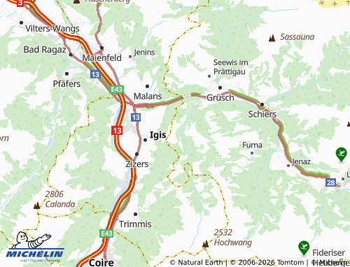 Carte MICHELIN Valzeina - ViaMichelin