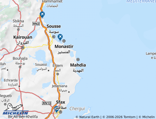 Kaart MICHELIN al-Mahdiyyah - ViaMichelin