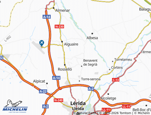 MICHELIN-Landkarte Vilanova de Segrià - ViaMichelin