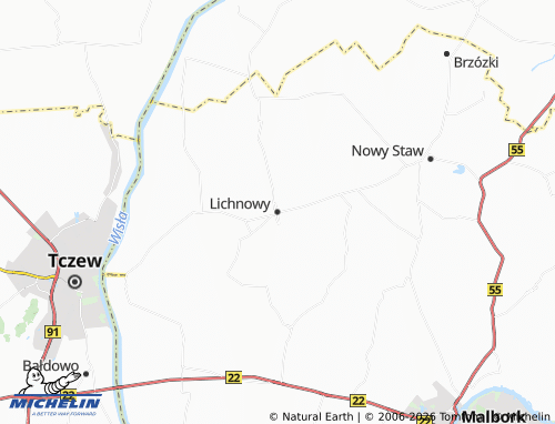 MICHELIN Lichnowy map - ViaMichelin