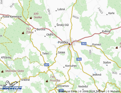 Mapa MICHELIN Kamenec u Poličky - ViaMichelin
