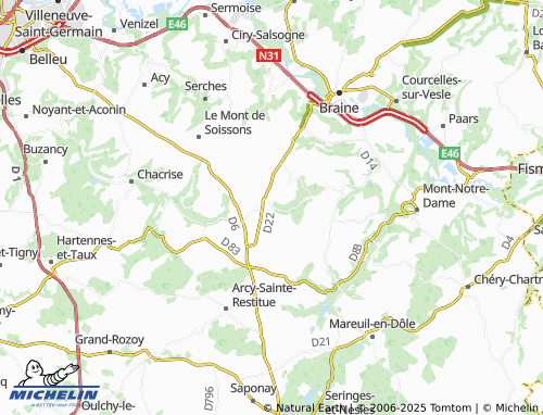 Carte MICHELIN Cuiry-Housse - ViaMichelin