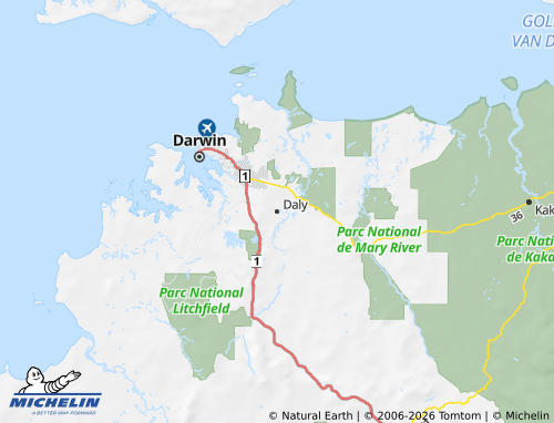 MICHELIN Darwin-Daly map - ViaMichelin