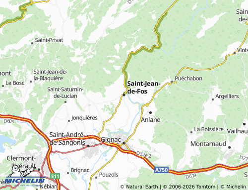Mappa MICHELIN Saint-Jean-de-Fos - ViaMichelin
