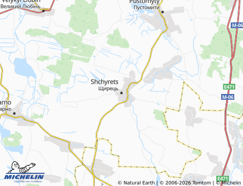 Mappa MICHELIN Shchyrets - ViaMichelin
