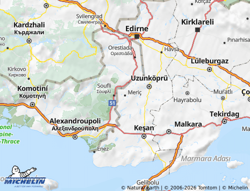 Kaart MICHELIN Meriç - ViaMichelin