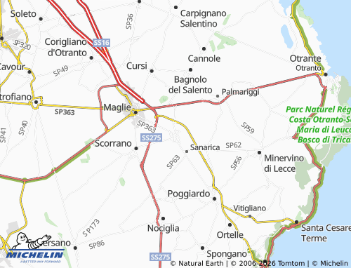 MICHELIN Muro Leccese map - ViaMichelin