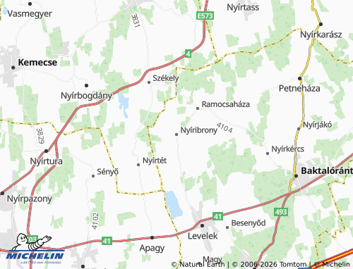 MICHELIN Nyíribrony map - ViaMichelin