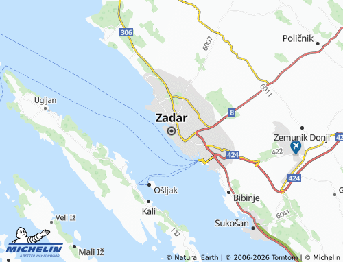 MICHELIN Zadar map - ViaMichelin