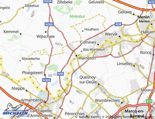 Kaart MICHELIN Warneton - ViaMichelin