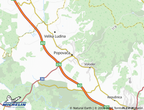 Mapa MICHELIN Popovača - ViaMichelin