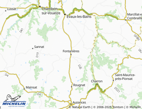 MICHELIN-Landkarte Fontanières - ViaMichelin