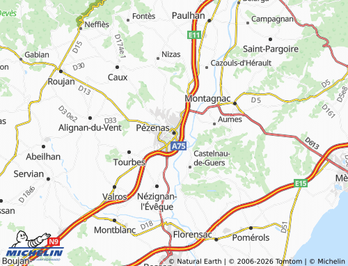 Mappa MICHELIN Pézenas - ViaMichelin
