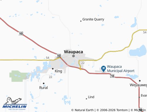Carte MICHELIN Waupaca - ViaMichelin