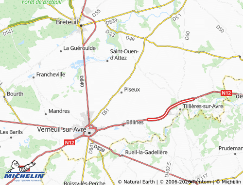MICHELIN Piseux map - ViaMichelin
