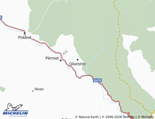 MICHELIN Qilarishtë map - ViaMichelin