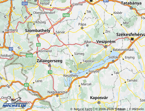 MICHELIN Sümegi járás map - ViaMichelin