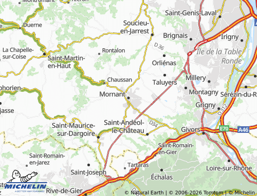 MICHELIN Mornant map - ViaMichelin