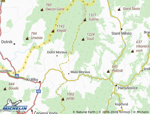 Mapa MICHELIN Sklené - ViaMichelin