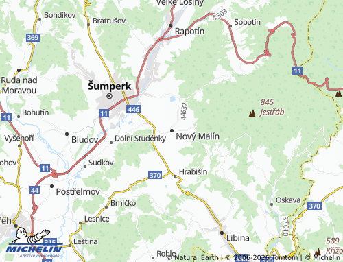 Mapa MICHELIN Nový Malín - ViaMichelin