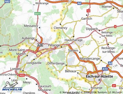 MICHELIN Pétange map - ViaMichelin