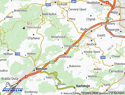 Kaart MICHELIN Chrustenice - ViaMichelin
